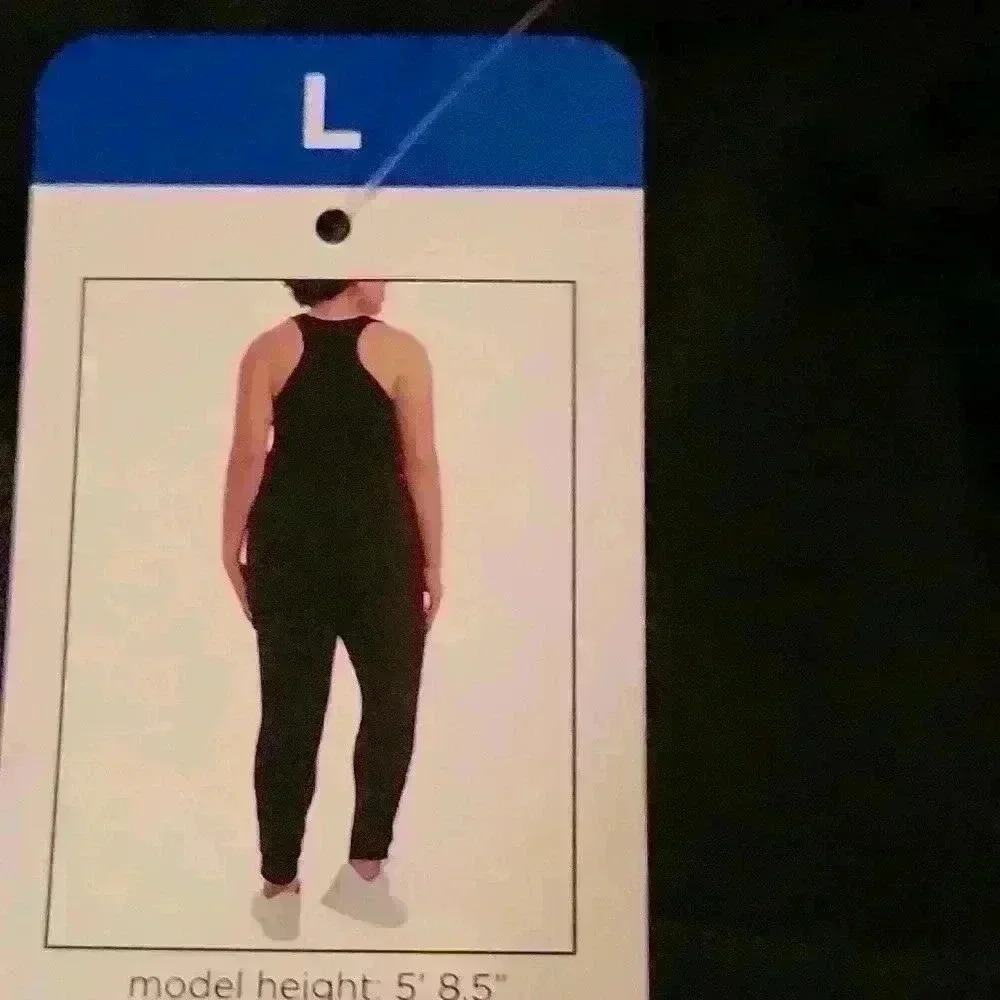 Danskin Black Sleeveless Racerback French Terry One Piece Romper Jumpsuit Varies - Picture 4 of 5